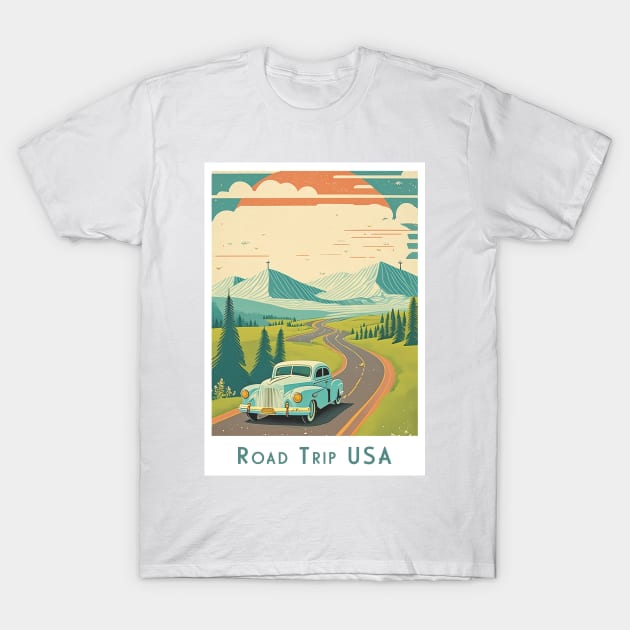 Retro Vintage Road Trip USA T-Shirt by POD24